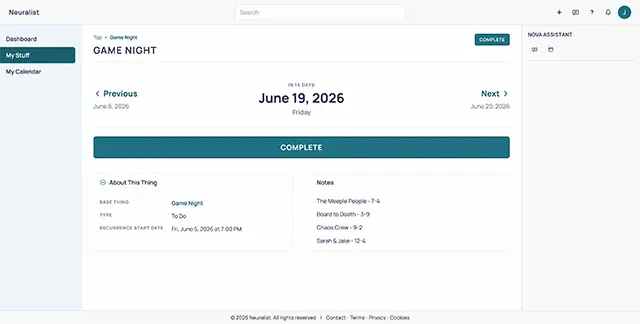 Neuralist screen for when things repeat or evolve over time