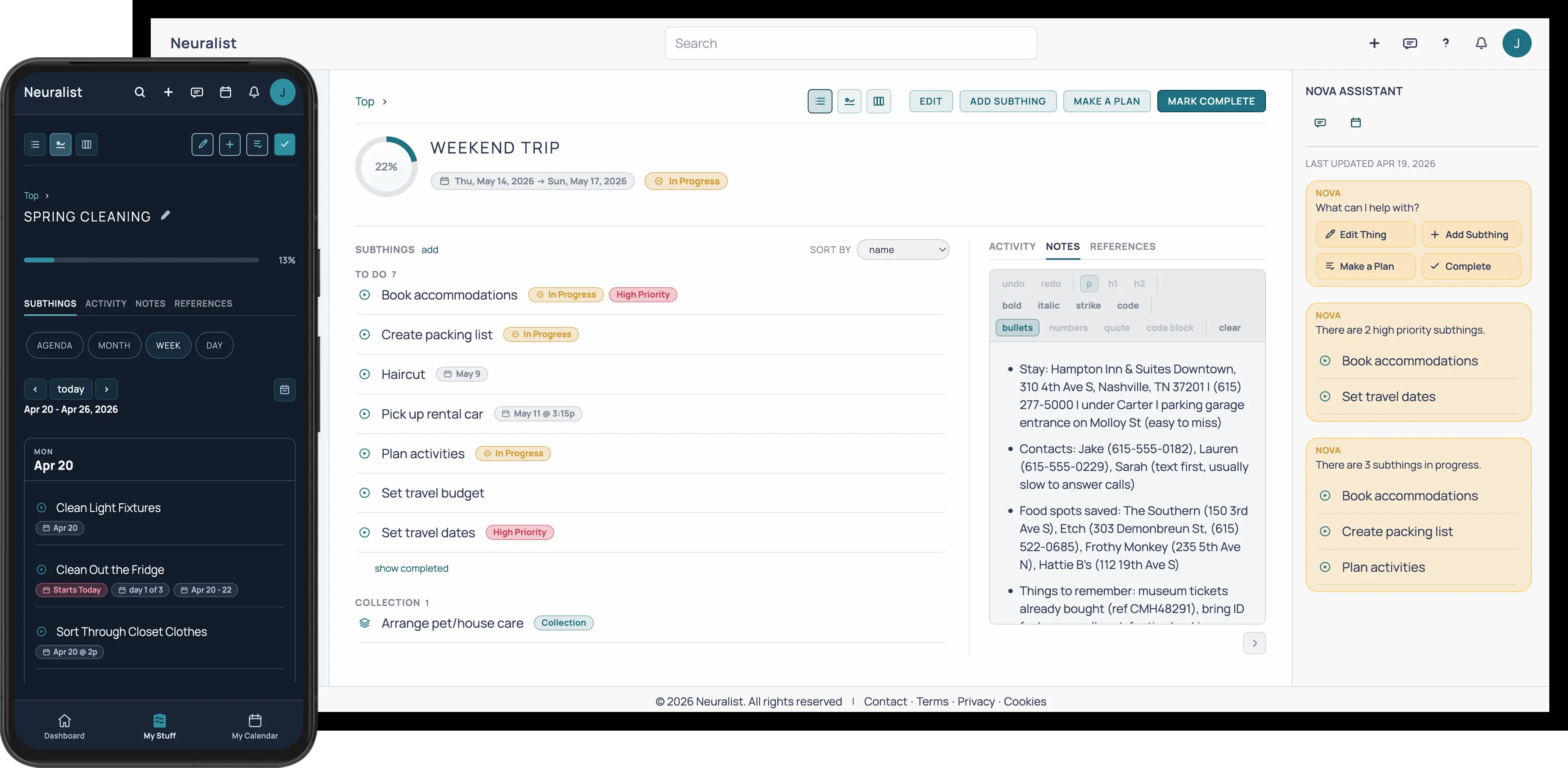 Neuralist dashboard shown across desktop and mobile devices